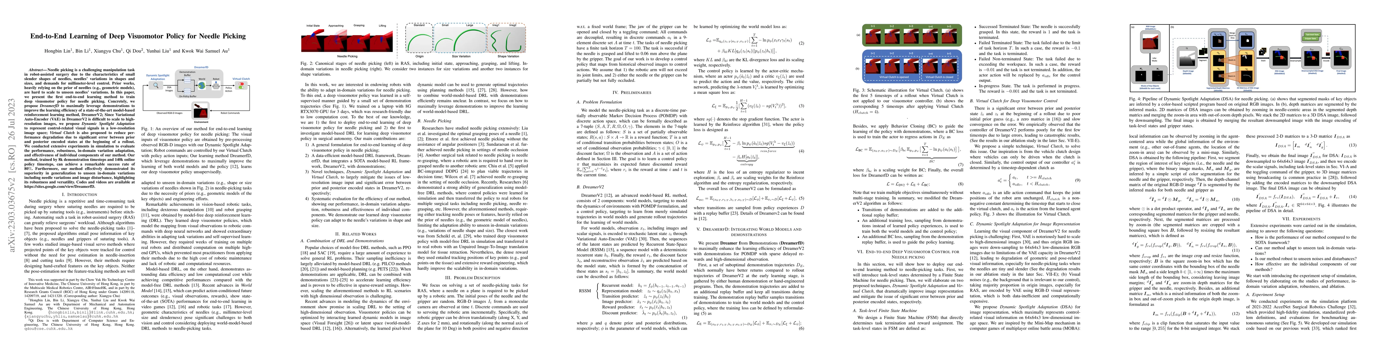 Thumbnail for End-to-End Learning of Deep Visuomotor Policy for Needle Picking