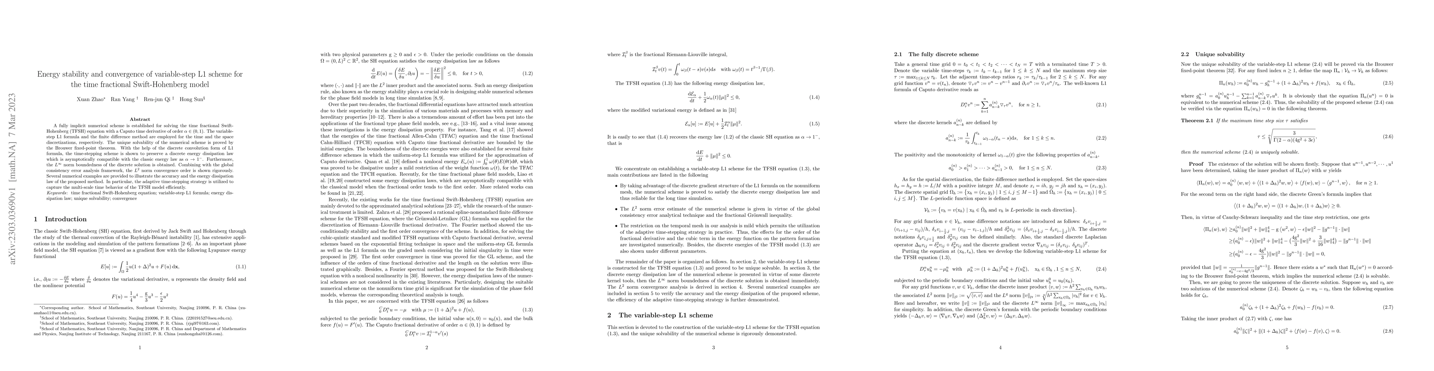 Thumbnail for Energy stability and convergence of variable-step L1 scheme for the time
  fractional Swift-Hohenberg model