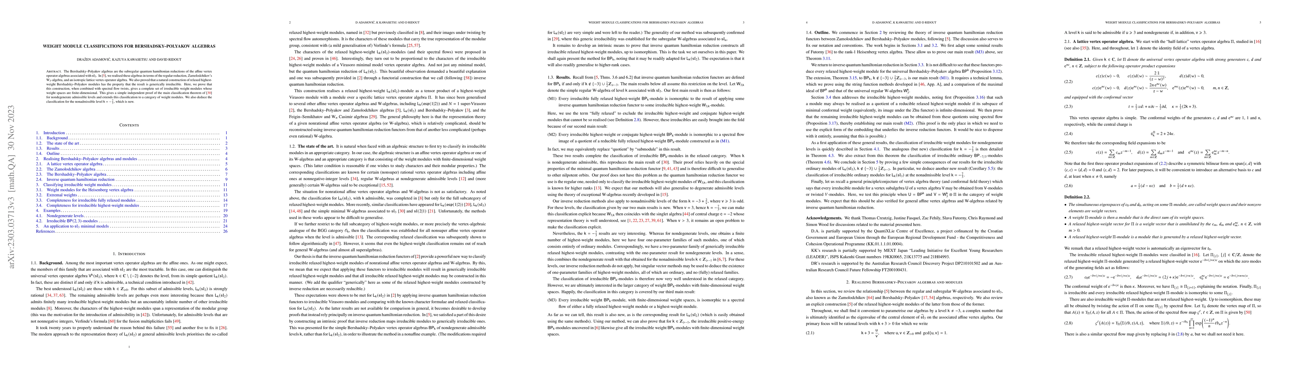 Thumbnail for Weight module classifications for Bershadsky--Polyakov algebras
