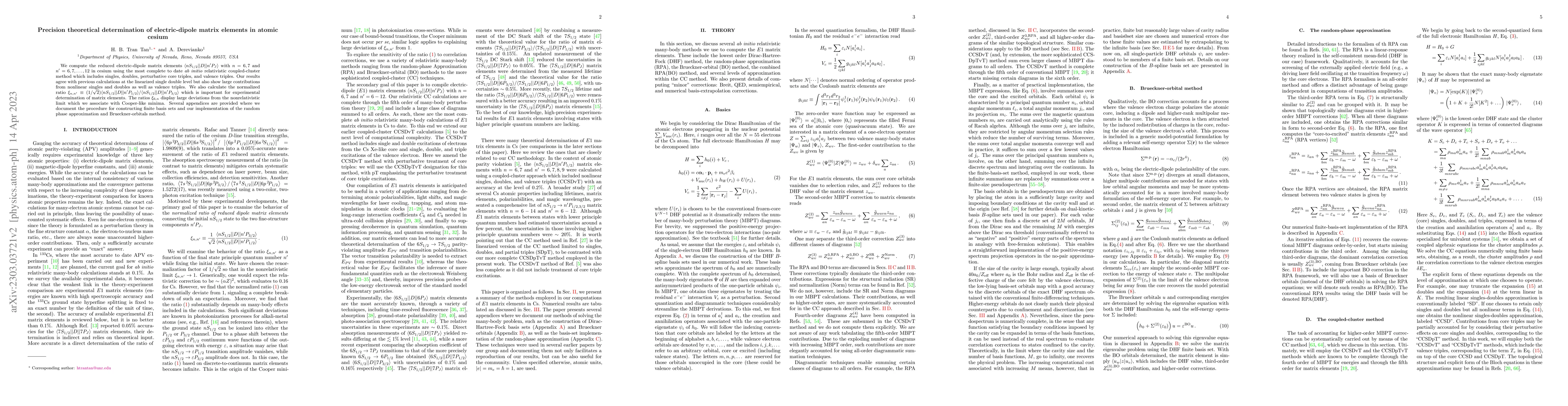 Thumbnail for Precision theoretical determination of electric-dipole matrix elements
  in atomic cesium