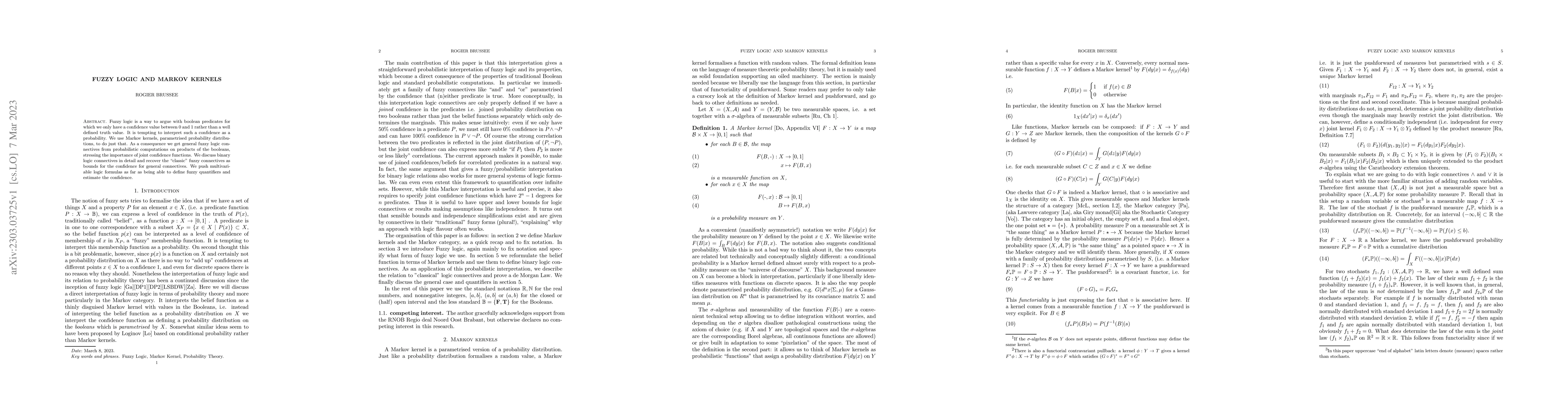 Thumbnail for Fuzzy Logic and Markov Kernels