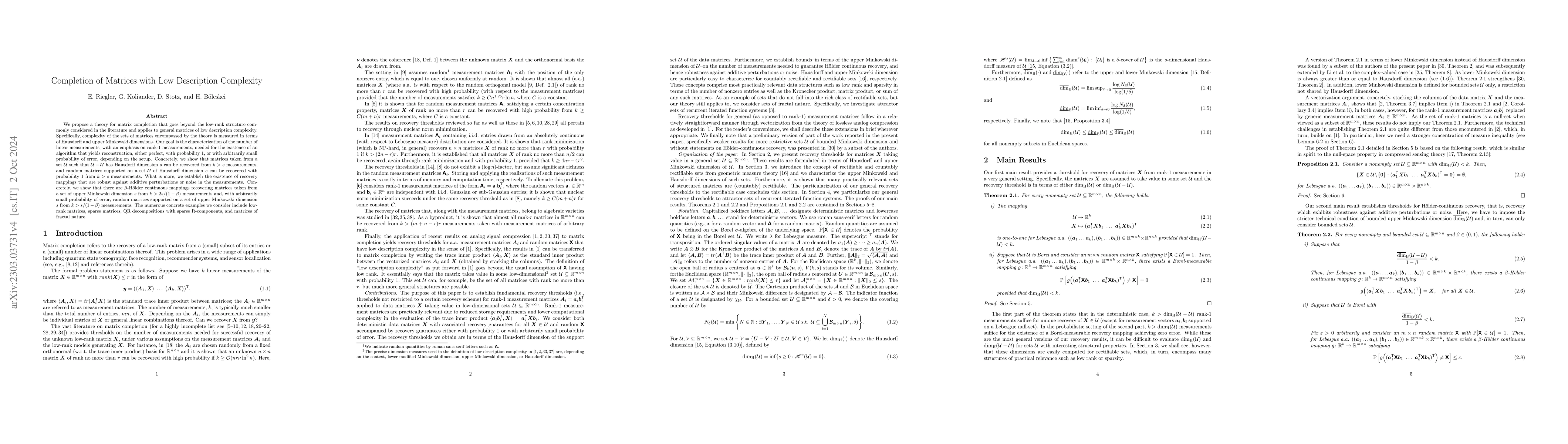Thumbnail for Completion of Matrices with Low Description Complexity