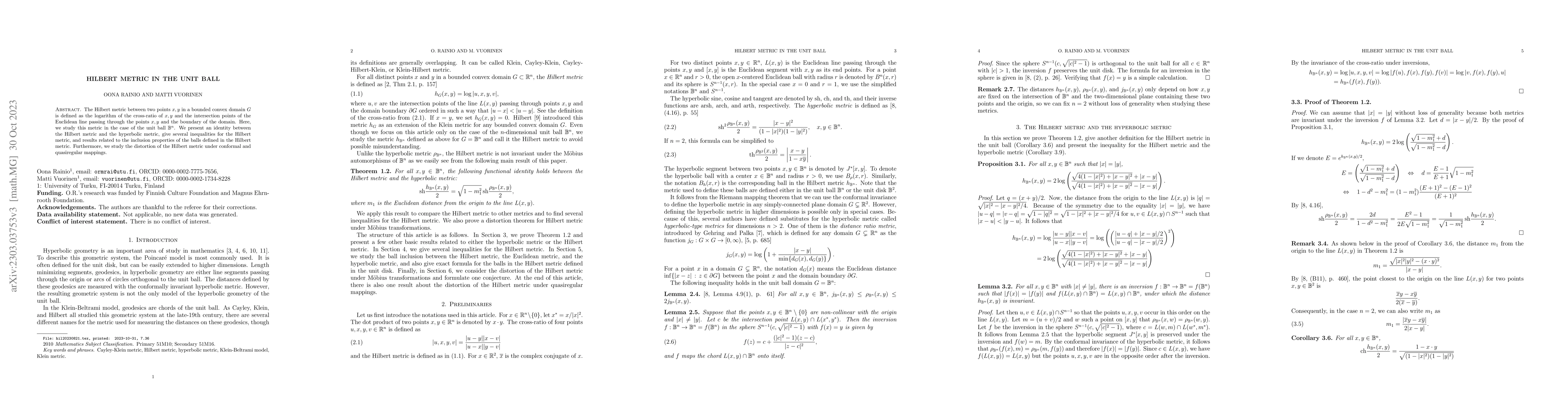Thumbnail for Hilbert metric in the unit ball