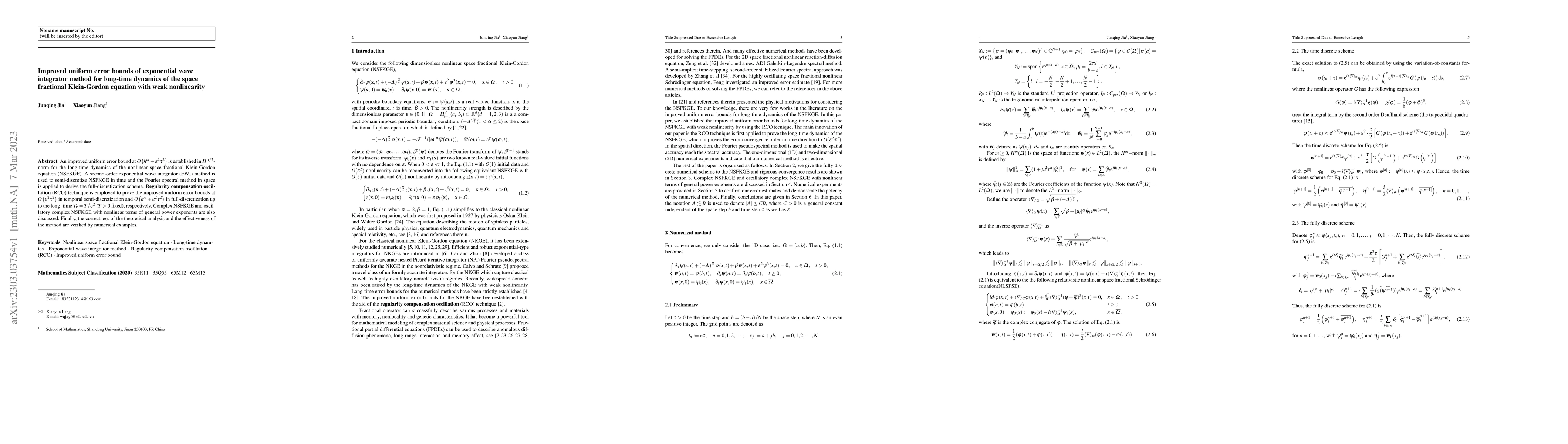 Thumbnail for Improved uniform error bounds of exponential wave integrator method for
  long-time dynamics of the space fractional Klein-Gordon equation with weak
  nonlinearity