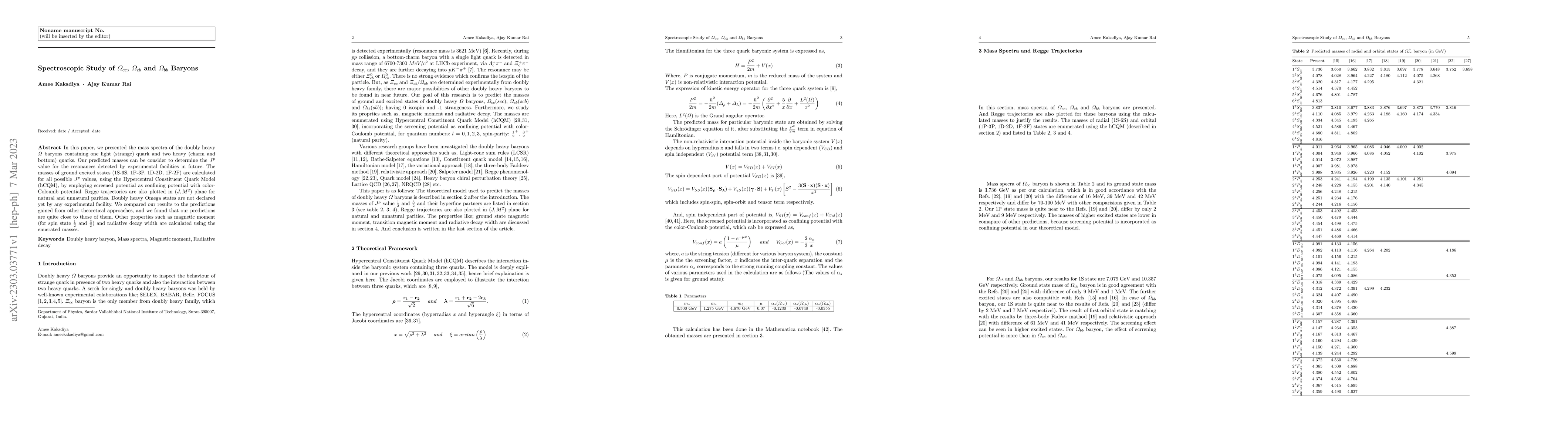 Thumbnail for Spectroscopic Study of $\Omega_{cc}$, $\Omega_{cb}$ and $\Omega_{bb}$
  Baryons