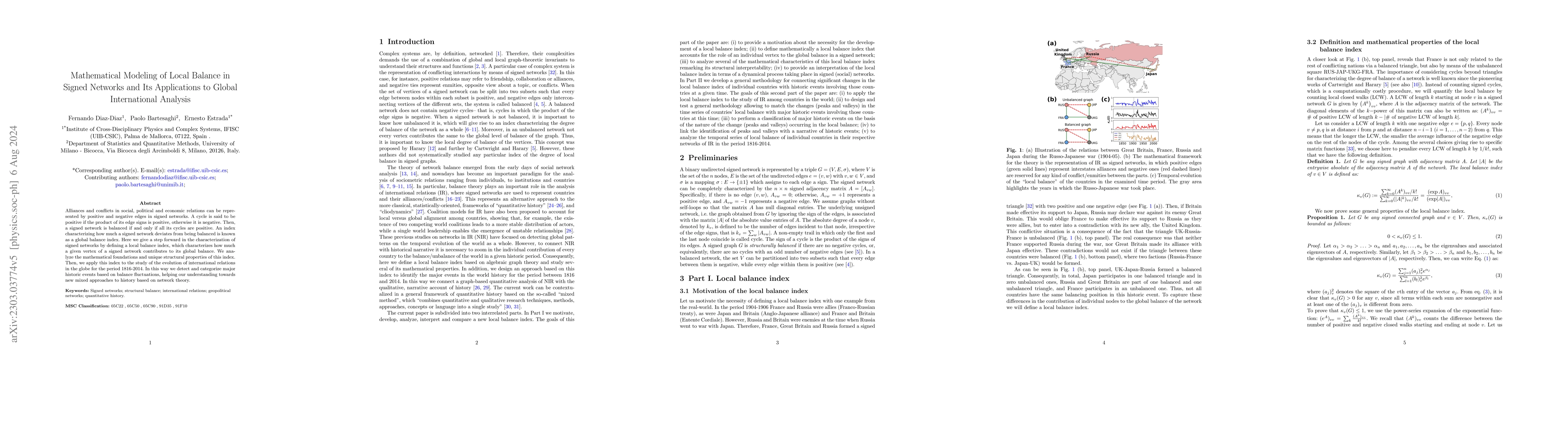 Thumbnail for Mathematical Modeling of Local Balance in Signed Networks and Its
  Applications to Global International Analysis