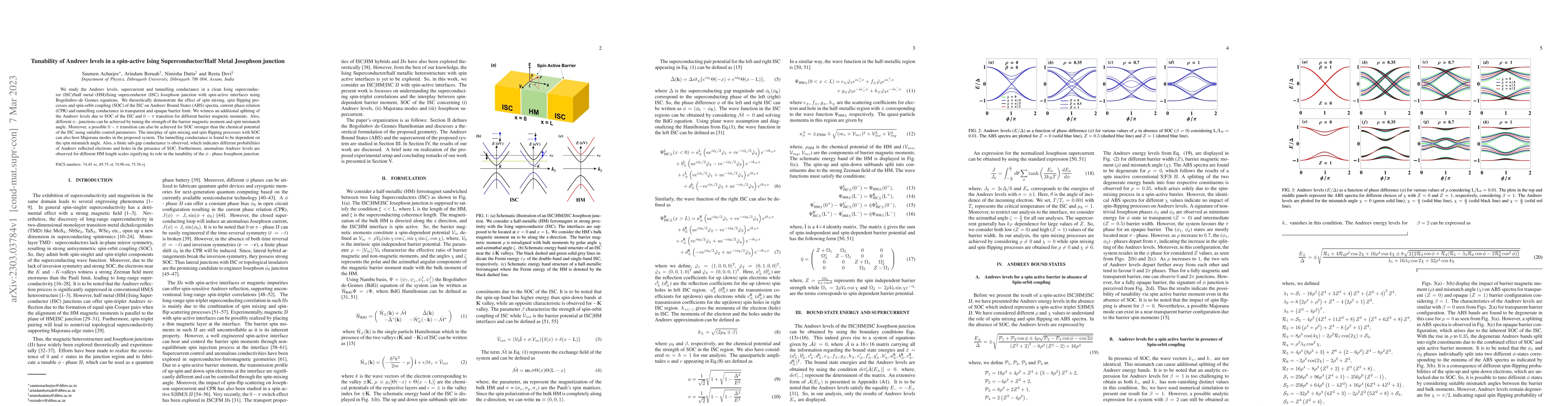 Thumbnail for Tunability of Andreev levels in a spin-active Ising Superconductor/Half
  Metal Josephson junction