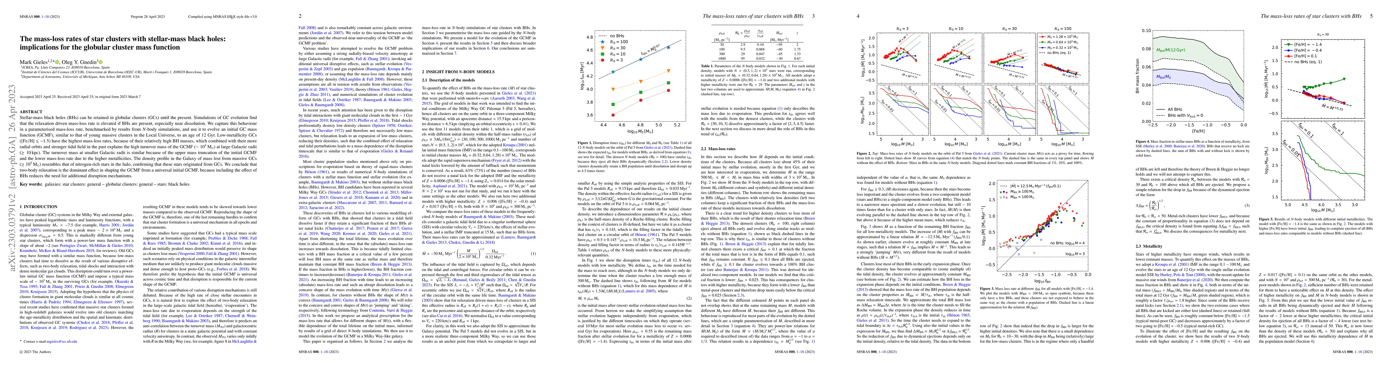 Thumbnail for The mass-loss rates of star clusters with stellar-mass black holes:
  implications for the globular cluster mass function
