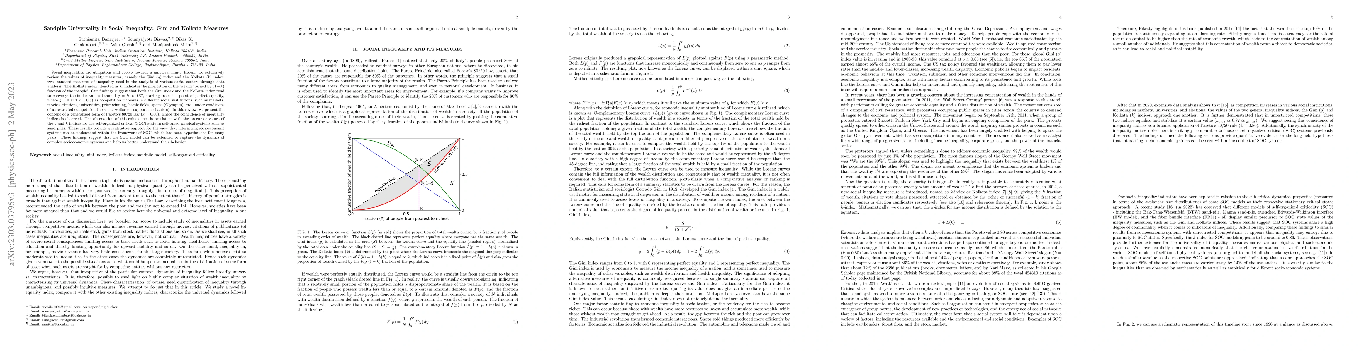 Thumbnail for Sandpile Universality in Social Inequality: Gini and Kolkata Measures
