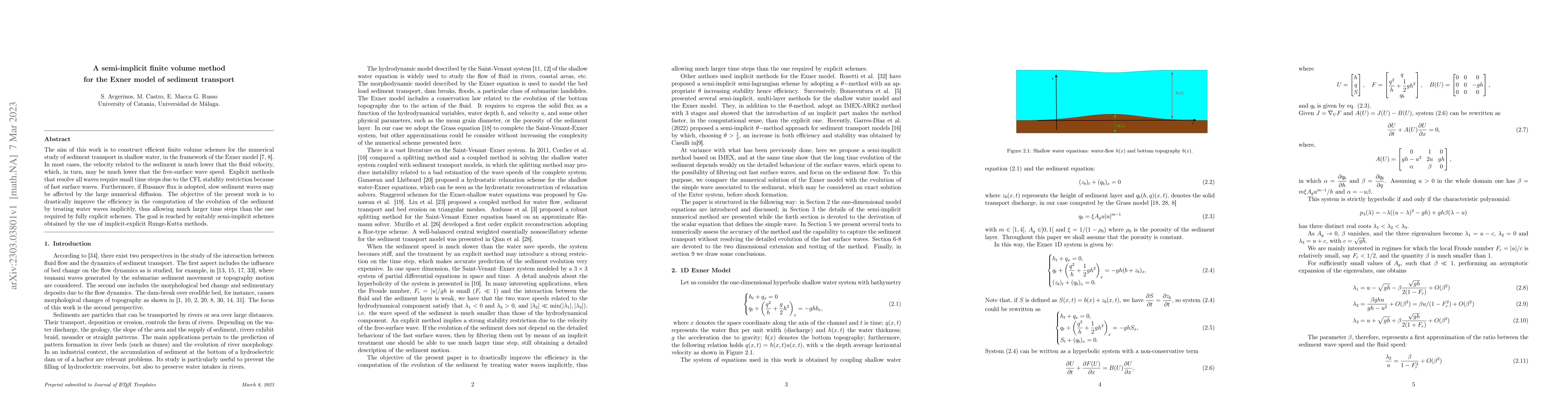 Thumbnail for A semi-implicit finite volume method for the Exner model of sediment
  transport