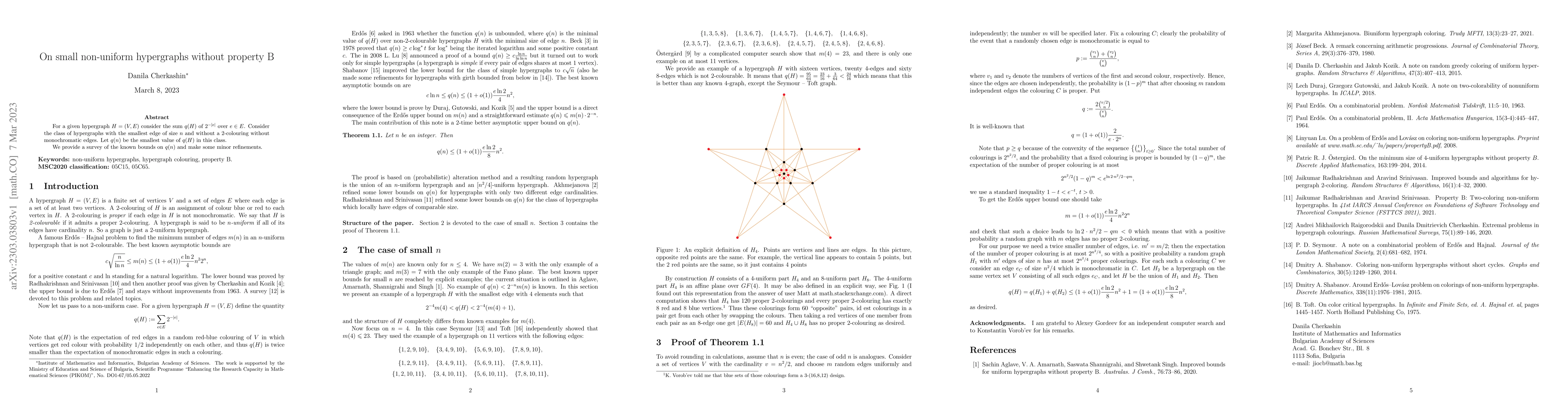 Thumbnail for On small non-uniform hypergraphs without property B
