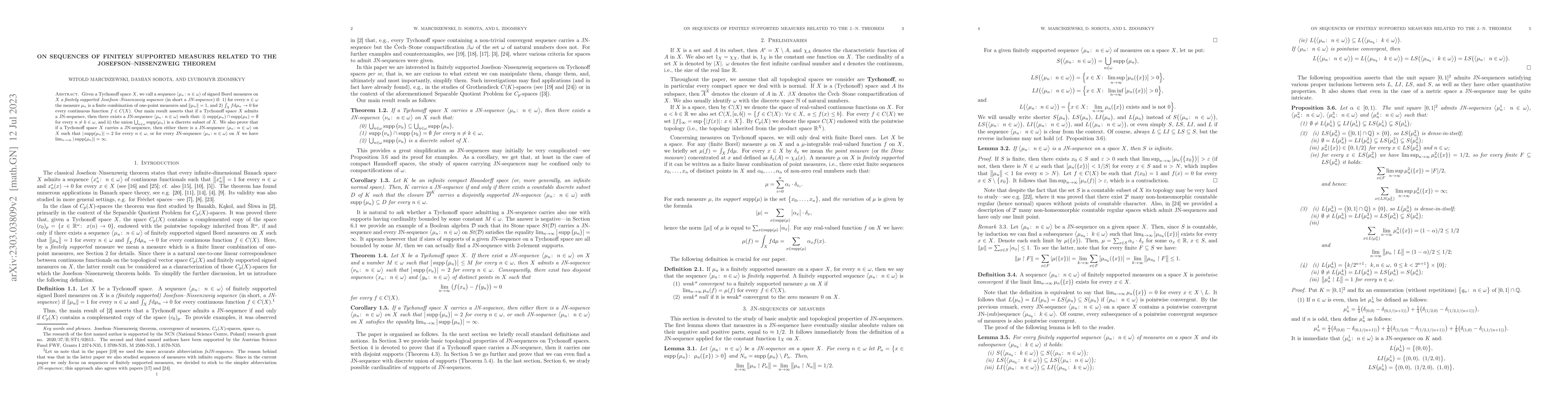 Thumbnail for On sequences of finitely supported measures related to the
  Josefson--Nissenzweig theorem