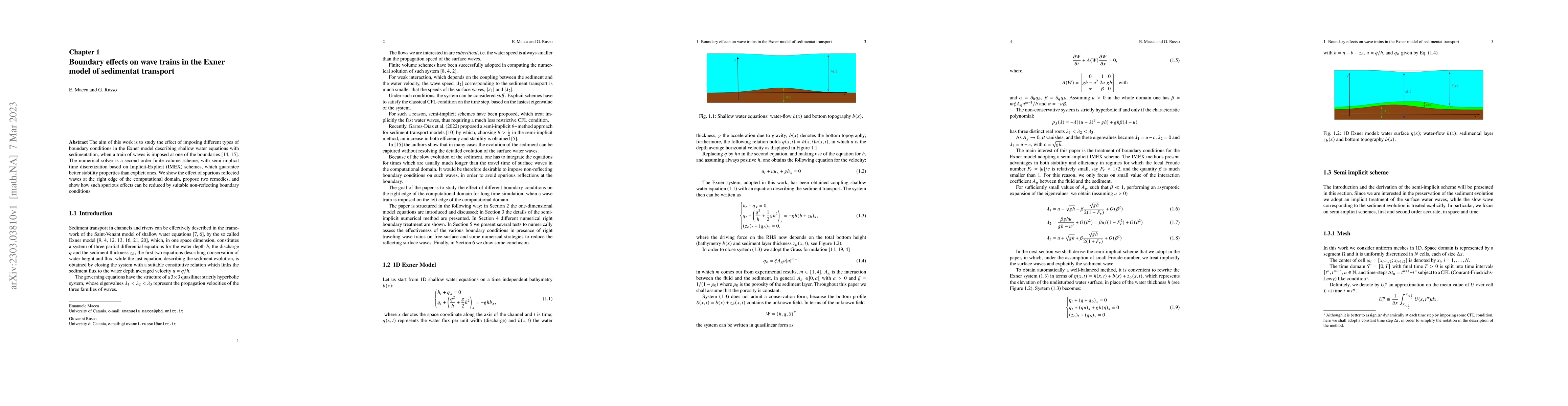 Thumbnail for Boundary effects on wave trains in the Exner model of sedimentat
  transport