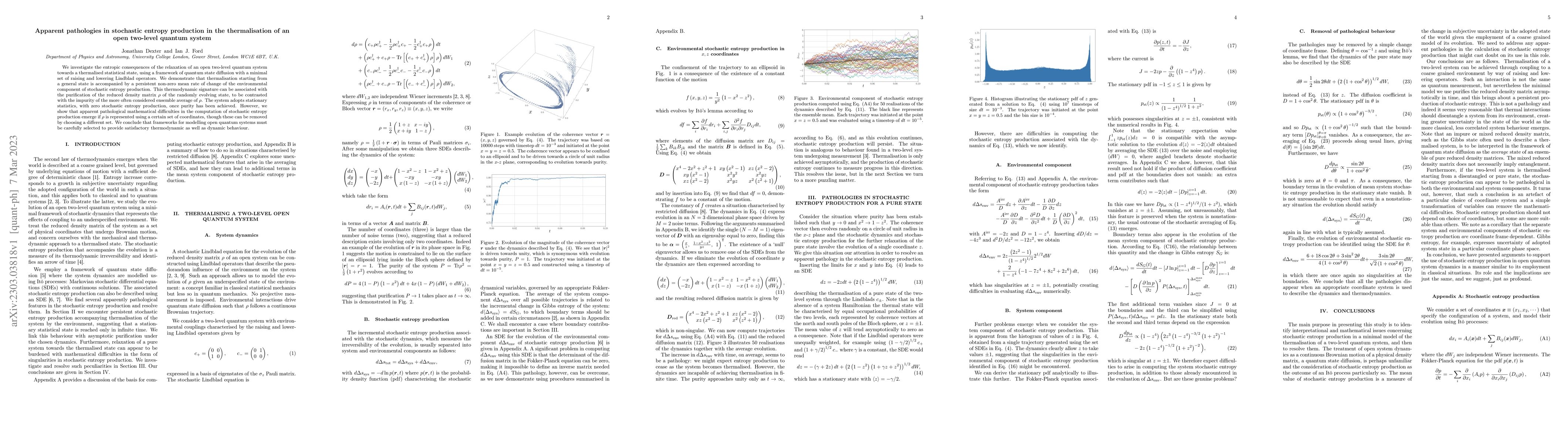 Thumbnail for Apparent pathologies in stochastic entropy production in the
  thermalisation of an open two-level quantum system