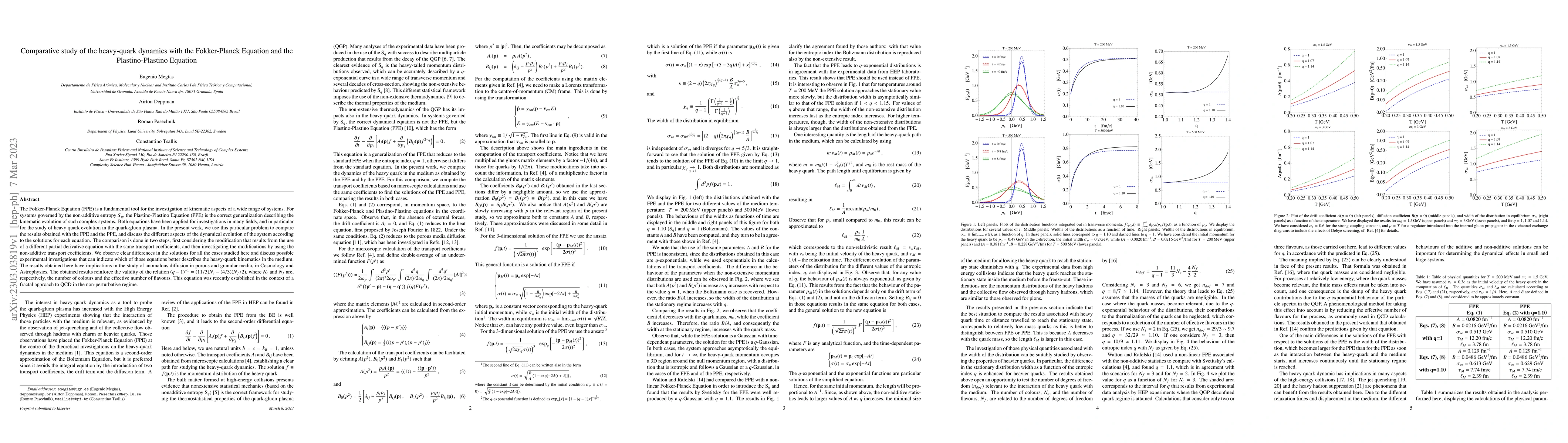 Thumbnail for Comparative study of the heavy-quark dynamics with the Fokker-Planck
  Equation and the Plastino-Plastino Equation