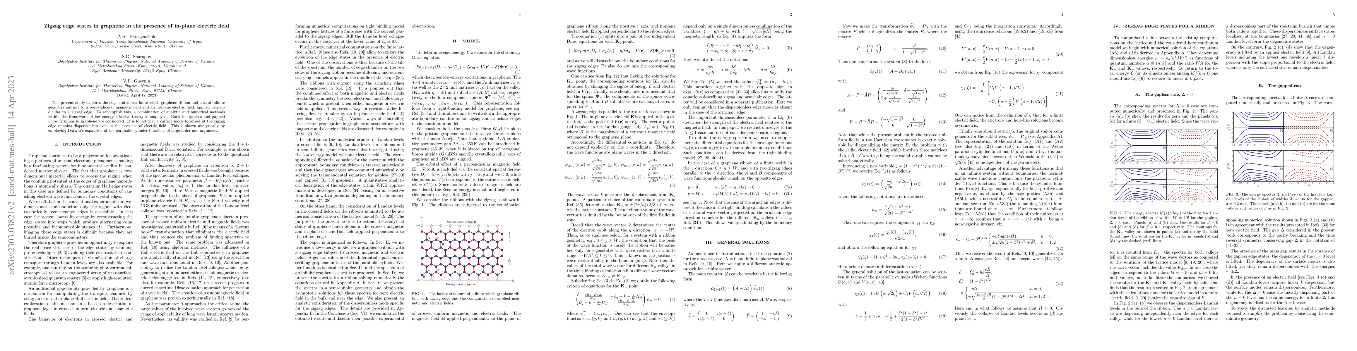 Thumbnail for Zigzag edge states in graphene in the presence of in-plane electric
  field