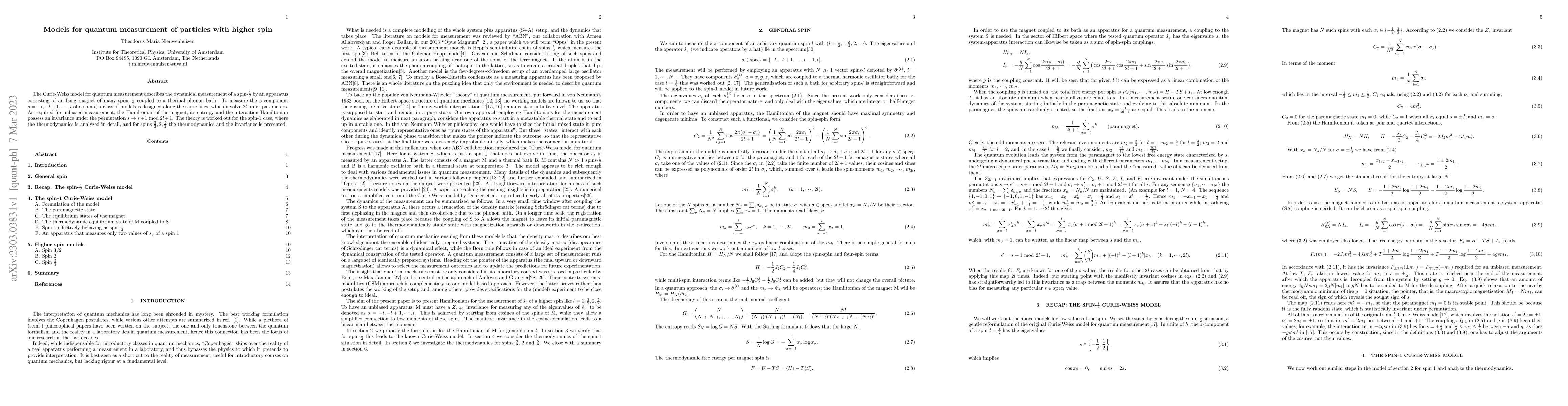 Thumbnail for Models for quantum measurement of particles with higher spin