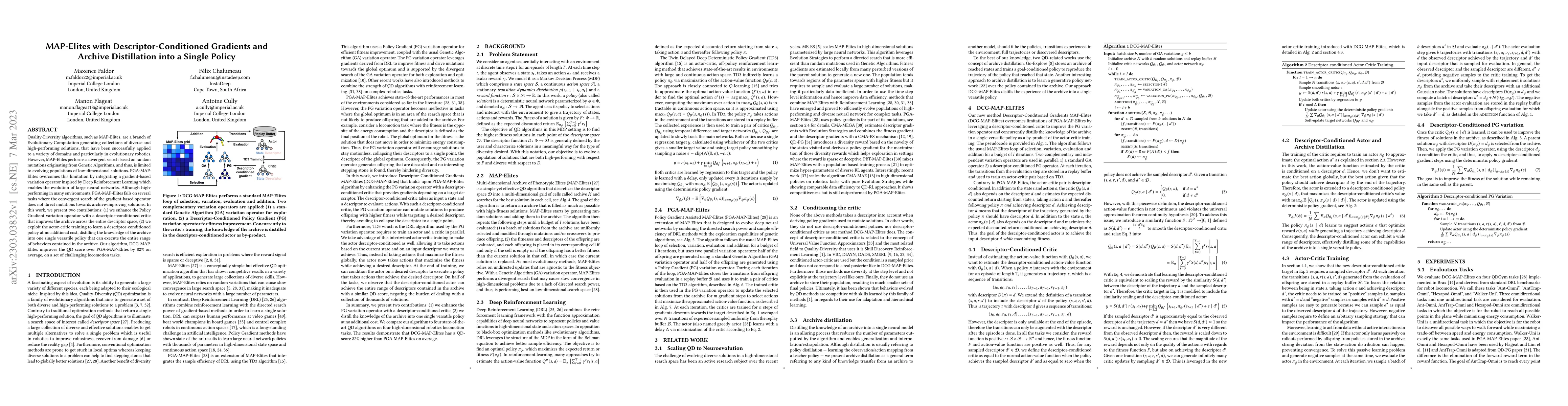 Thumbnail for MAP-Elites with Descriptor-Conditioned Gradients and Archive
  Distillation into a Single Policy