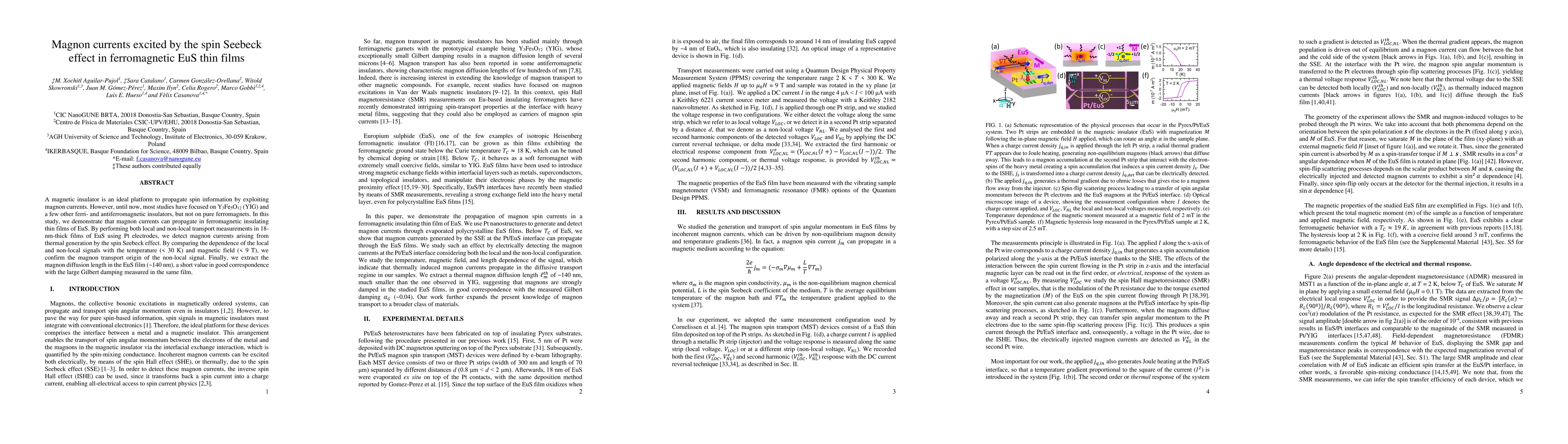 Thumbnail for Magnon currents excited by the spin Seebeck effect in ferromagnetic EuS
  thin films