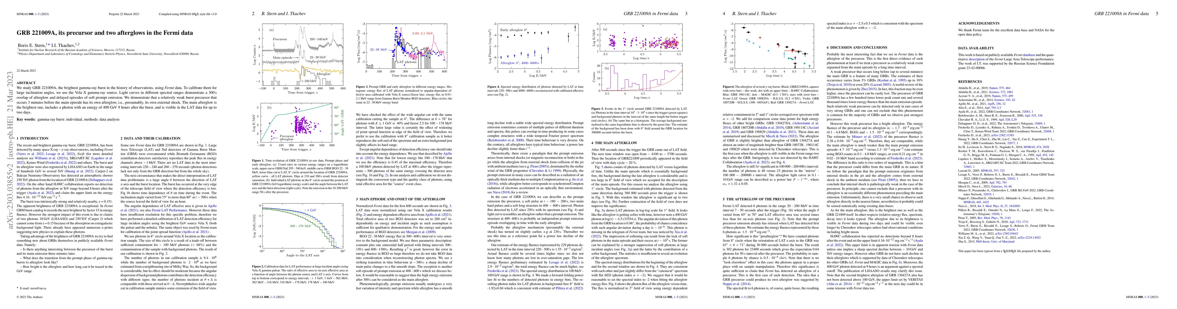Thumbnail for GRB 221009A, its precursor and two afterglows in the Fermi data