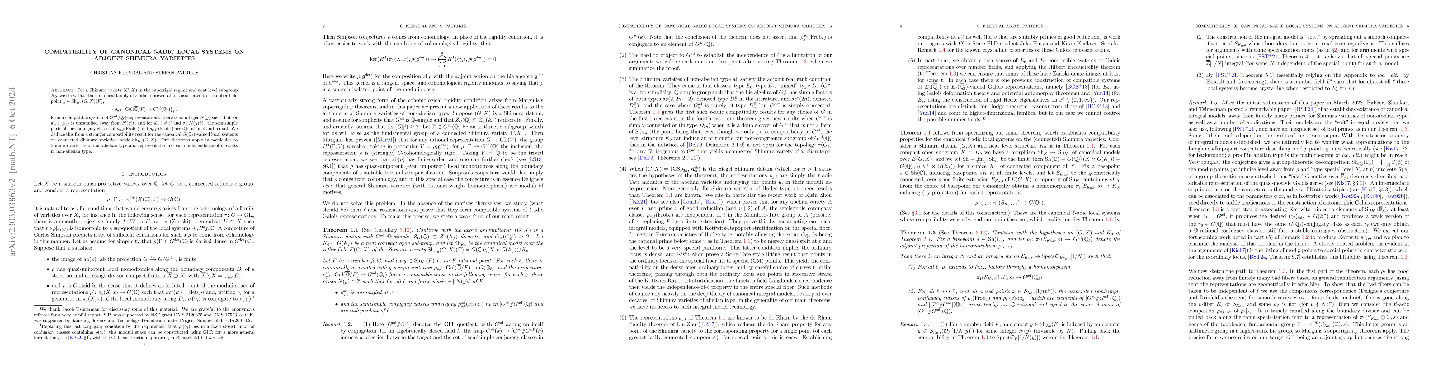 Thumbnail for Compatibility of canonical $\ell$-adic local systems on Shimura
  varieties