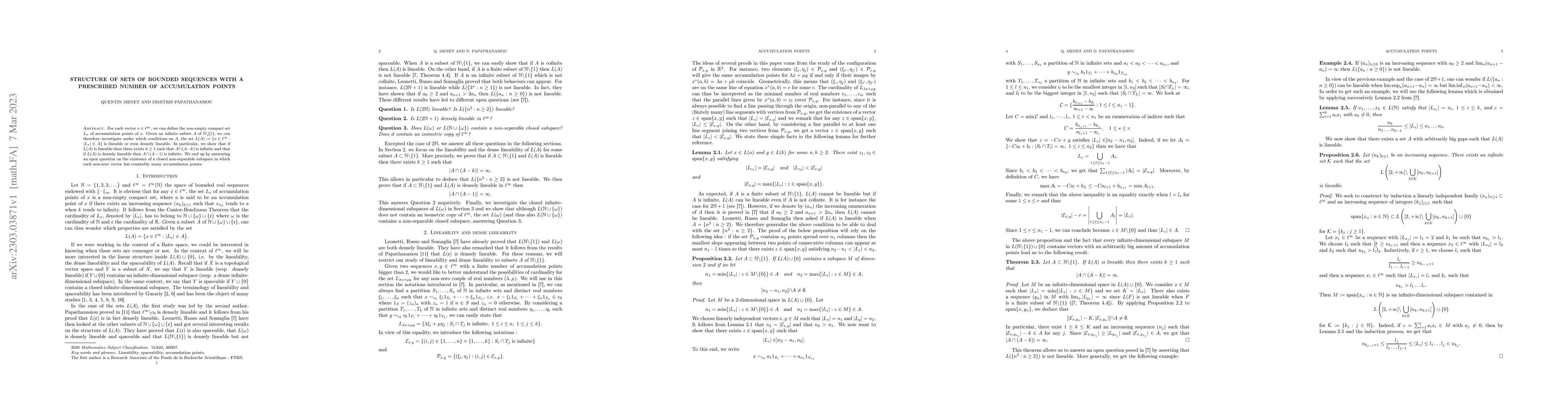 Thumbnail for Structure of sets of bounded sequences with a prescribed number of
  accumulation points