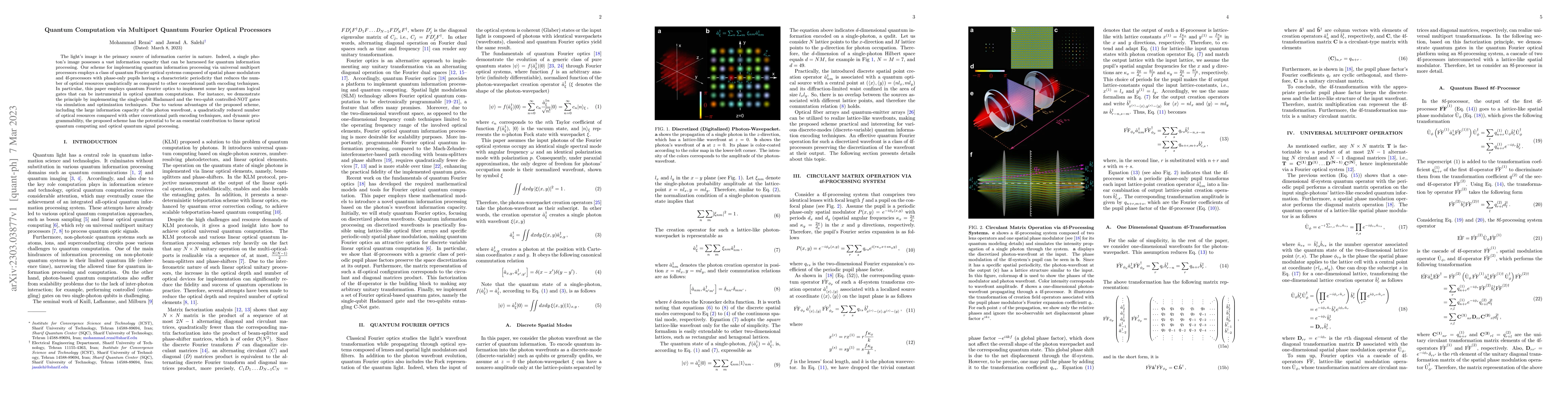 Thumbnail for Quantum Computation via Multiport Quantum Fourier Optical Processors