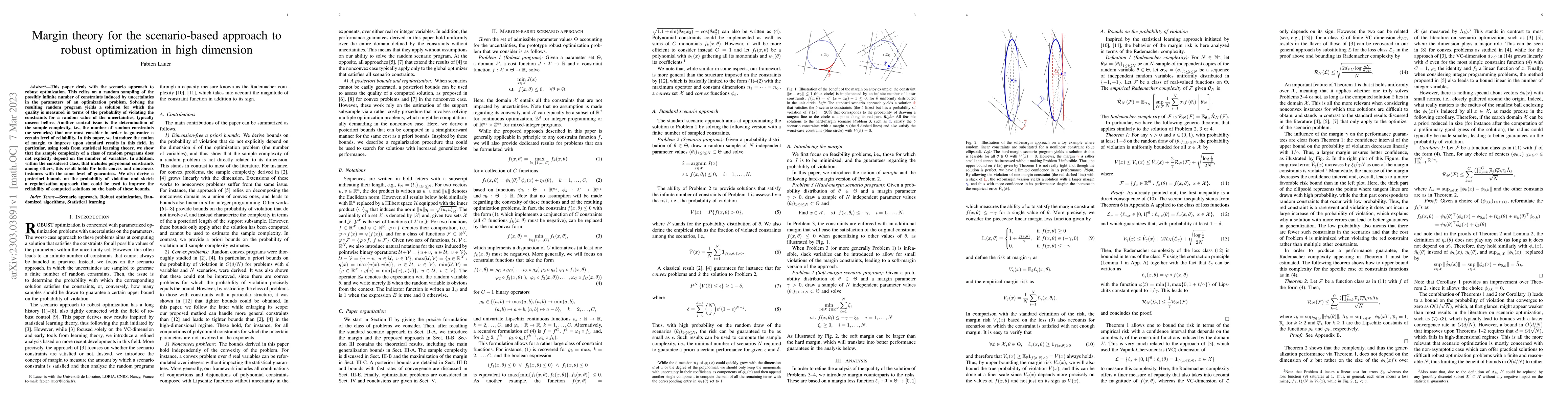 Thumbnail for Margin theory for the scenario-based approach to robust optimization in
  high dimension
