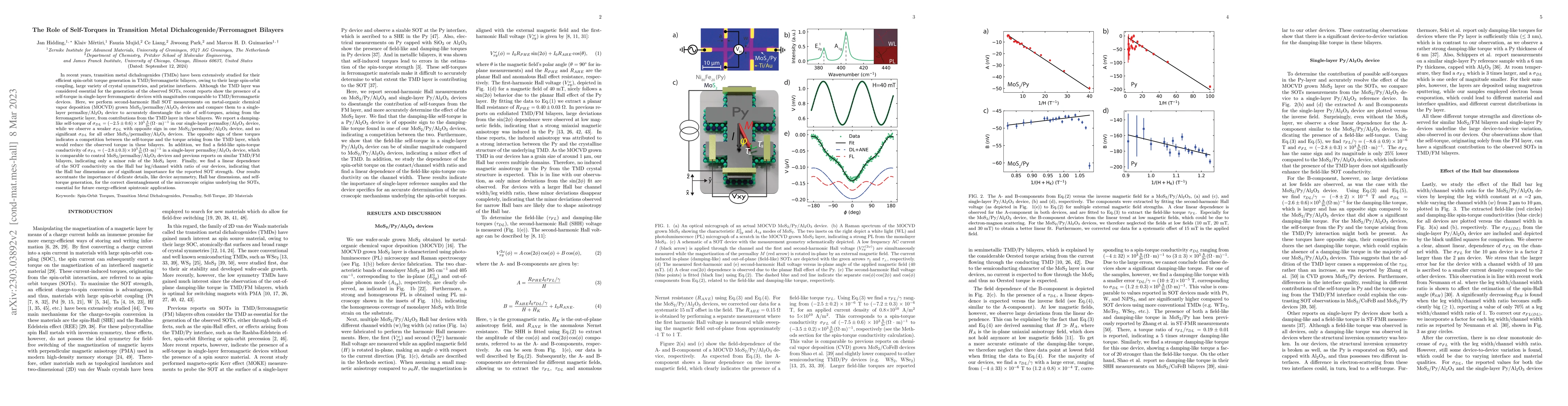Thumbnail for The Role of Self-Torques in Transition Metal Dichalcogenide/Ferromagnet
  Bilayers
