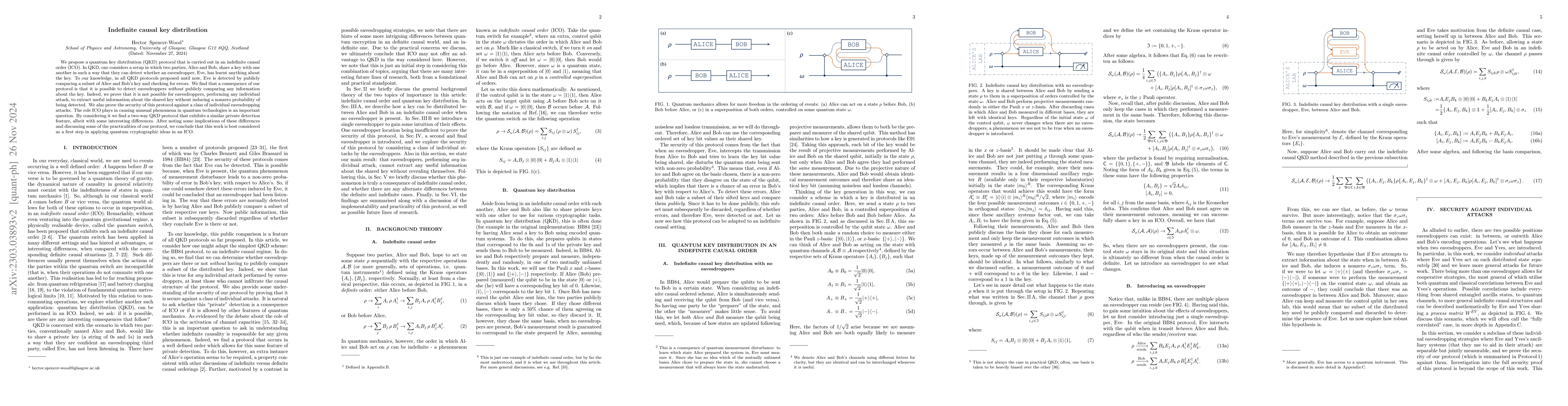 Thumbnail for Indefinite causal key distribution