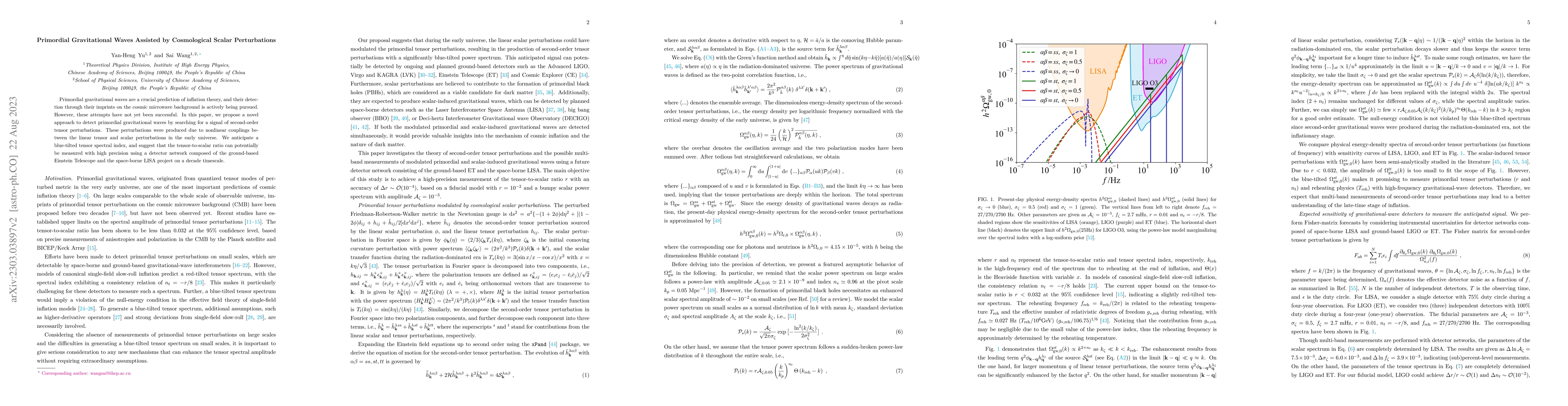 Thumbnail for Primordial Gravitational Waves Assisted by Cosmological Scalar
  Perturbations