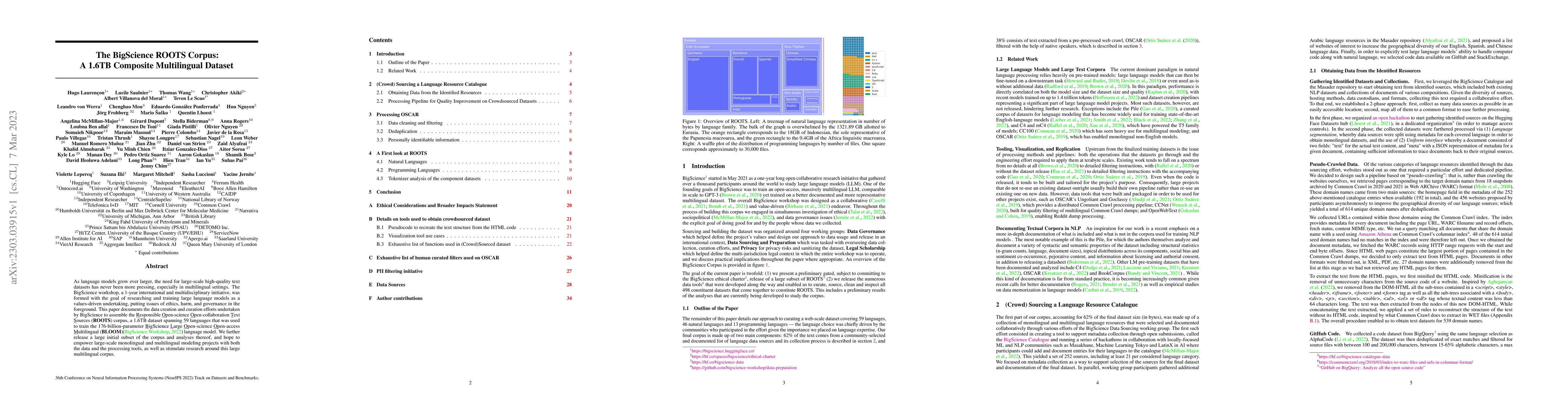 Thumbnail for The BigScience ROOTS Corpus: A 1.6TB Composite Multilingual Dataset