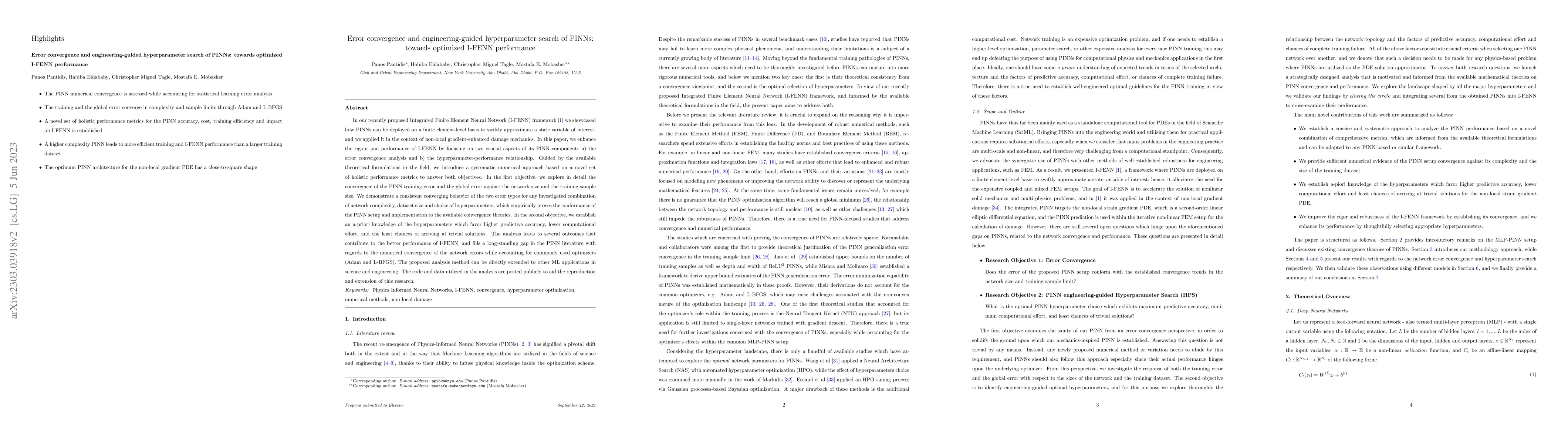 Thumbnail for Error convergence and engineering-guided hyperparameter search of PINNs:
  towards optimized I-FENN performance