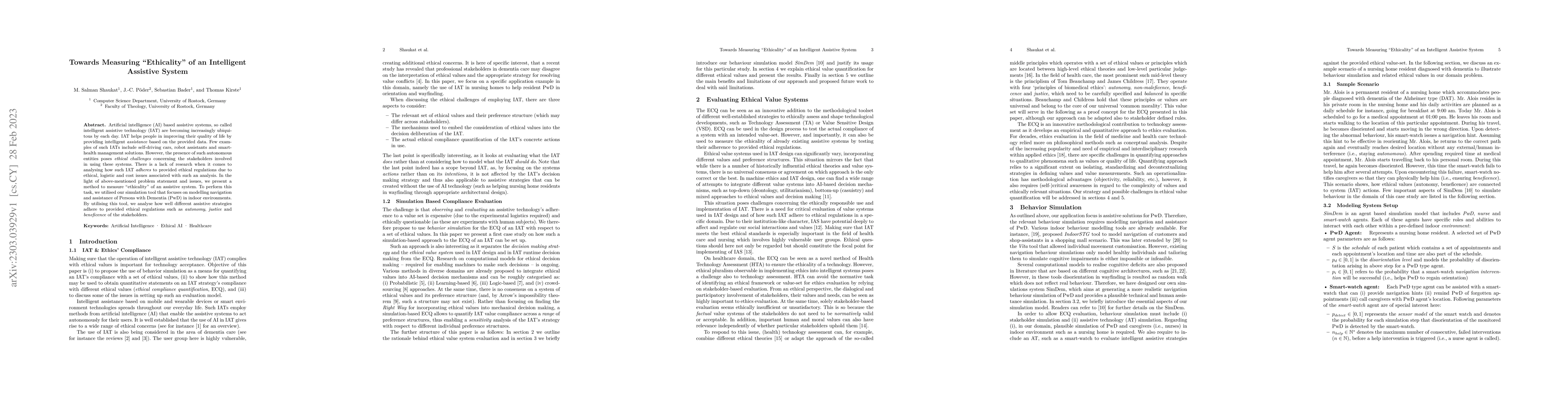 Thumbnail for Towards Measuring Ethicality of an Intelligent Assistive System