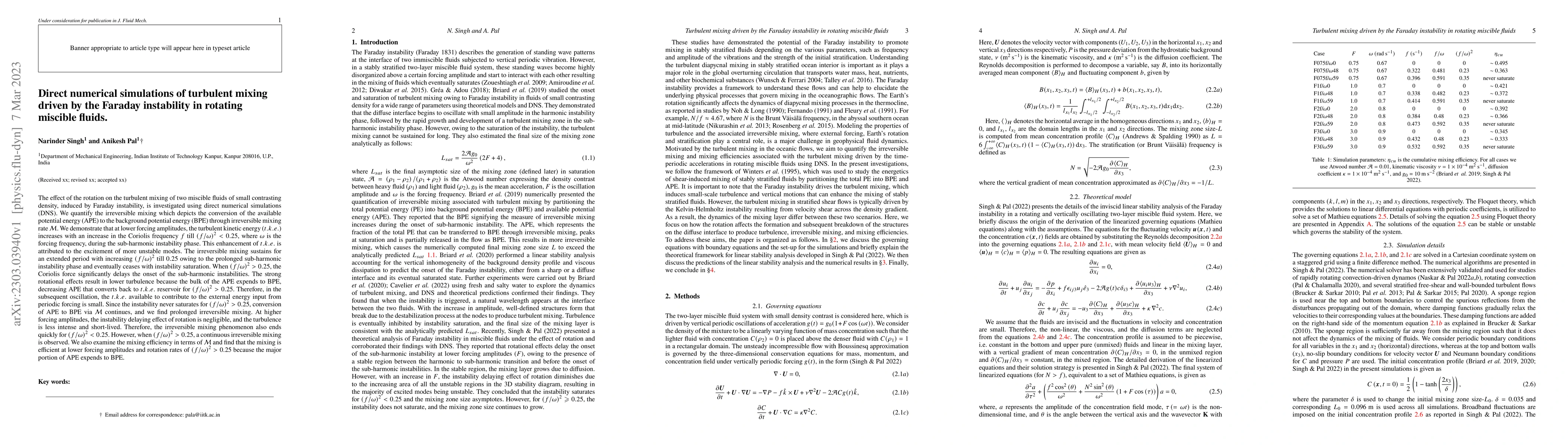 Thumbnail for Direct numerical simulations of turbulent mixing driven by the Faraday
  instability in rotating miscible fluids