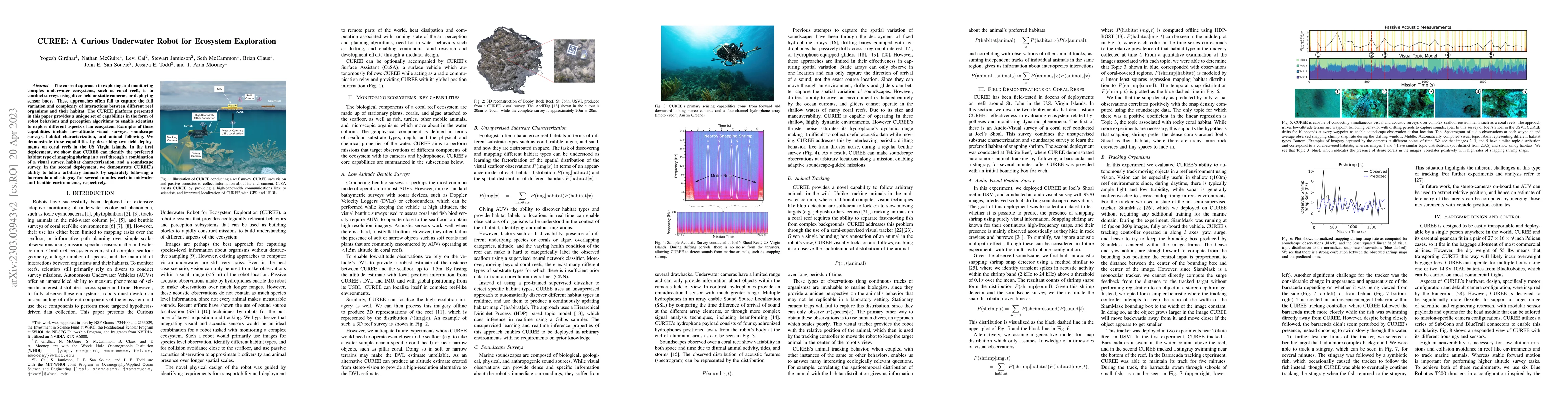 Thumbnail for CUREE: A Curious Underwater Robot for Ecosystem Exploration