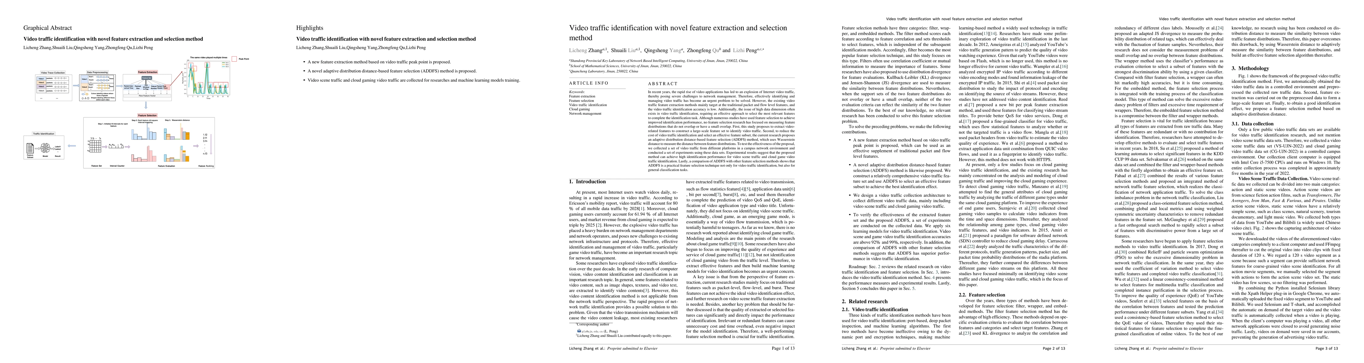 Thumbnail for Video traffic identification with novel feature extraction and selection
  method