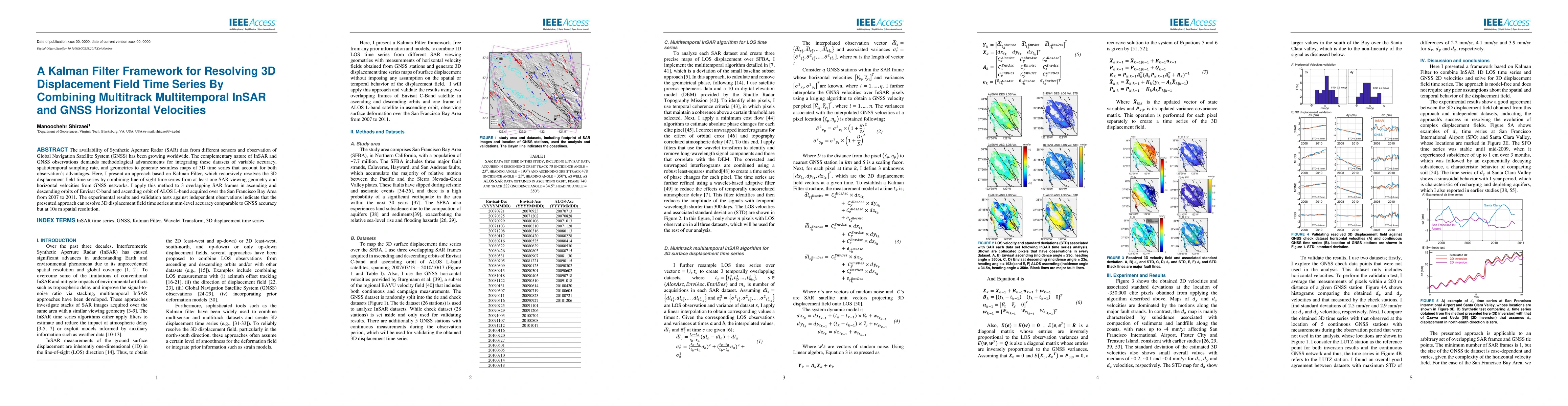 Thumbnail for A Kalman Filter Framework for Resolving 3D Displacement Field Time
  Series By Combining Multitrack Multitemporal InSAR and GNSS Horizontal
  Velocities
