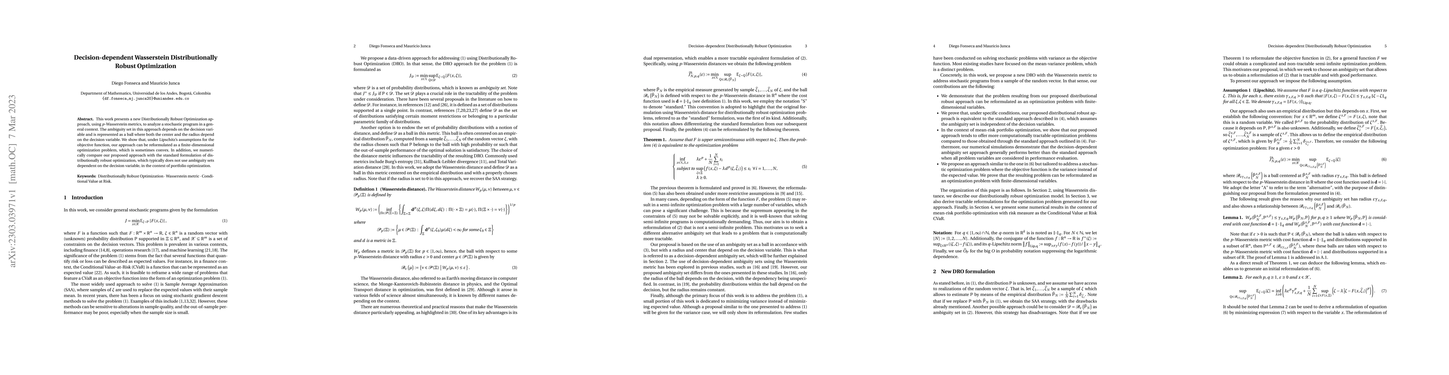 Thumbnail for Decision-dependent Distributionally Robust Optimization