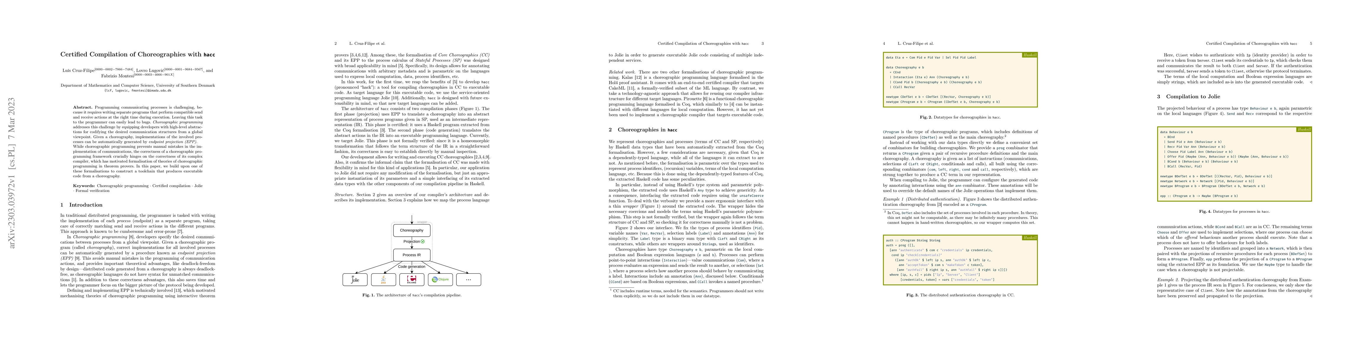 Thumbnail for Certified Compilation of Choreographies with hacc