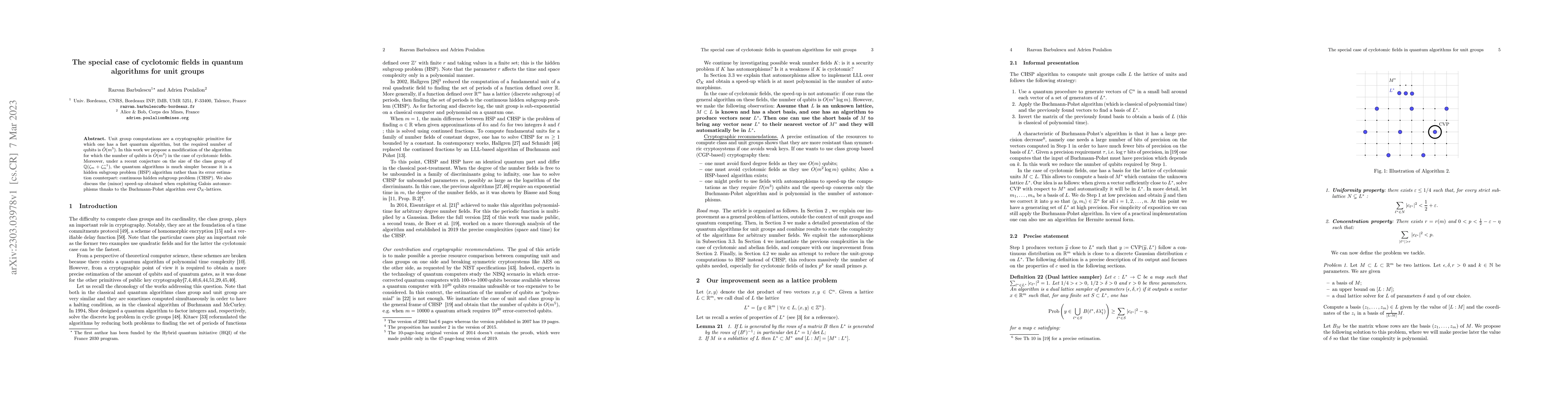 Thumbnail for The special case of cyclotomic fields in quantum algorithms for unit
  groups