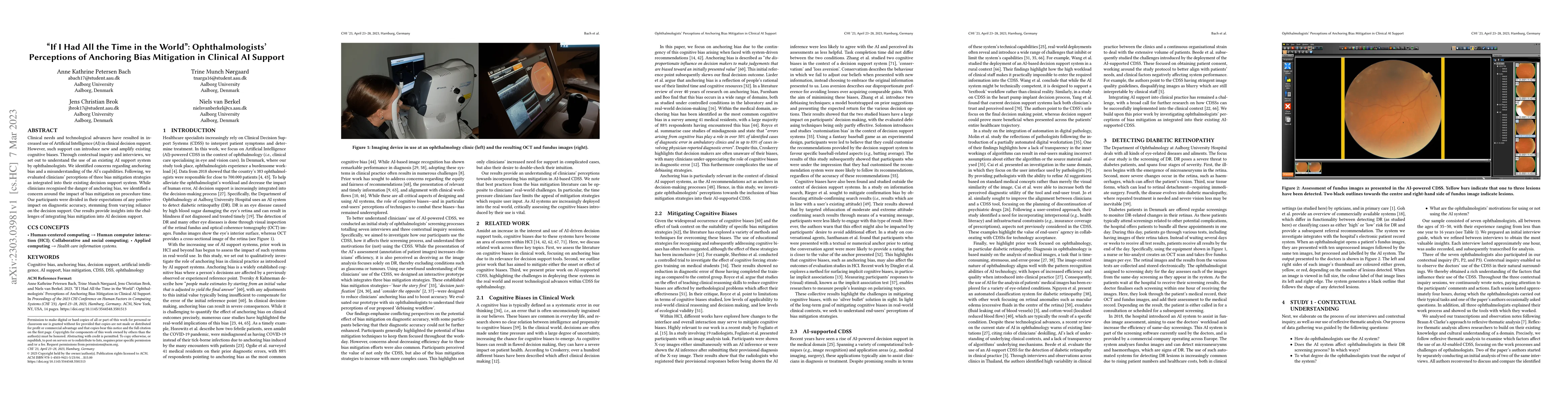Thumbnail for "If I Had All the Time in the World": Ophthalmologists' Perceptions of
  Anchoring Bias Mitigation in Clinical AI Support