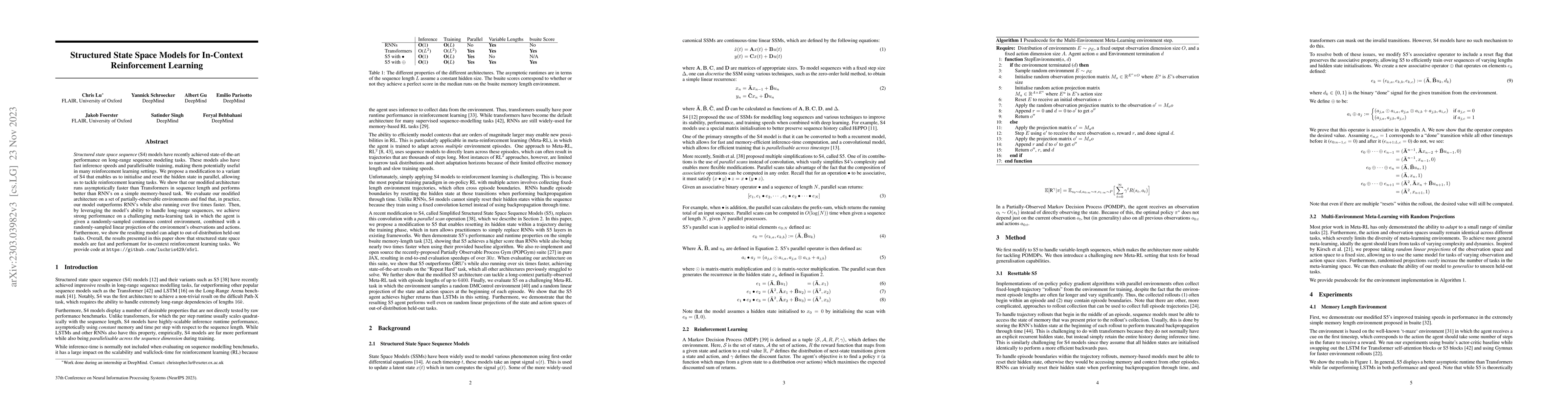 Thumbnail for Structured State Space Models for In-Context Reinforcement Learning