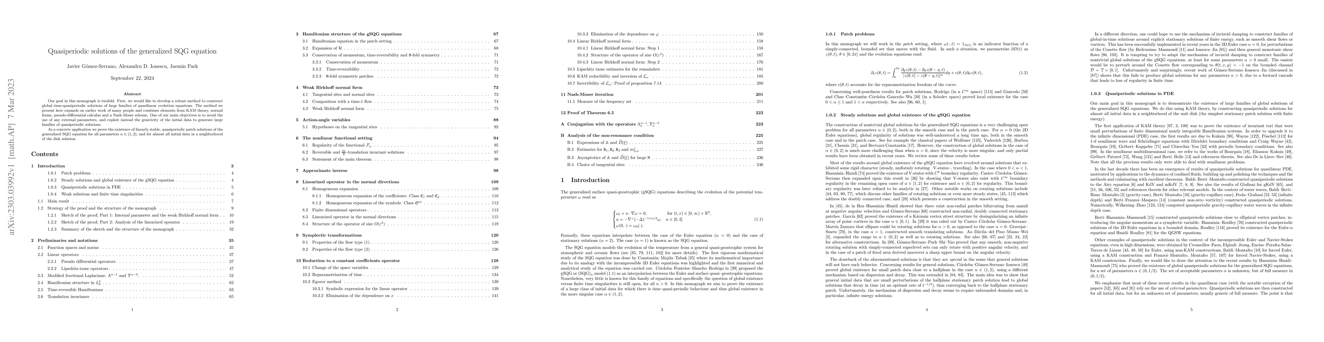 Thumbnail for Quasiperiodic solutions of the generalized SQG equation