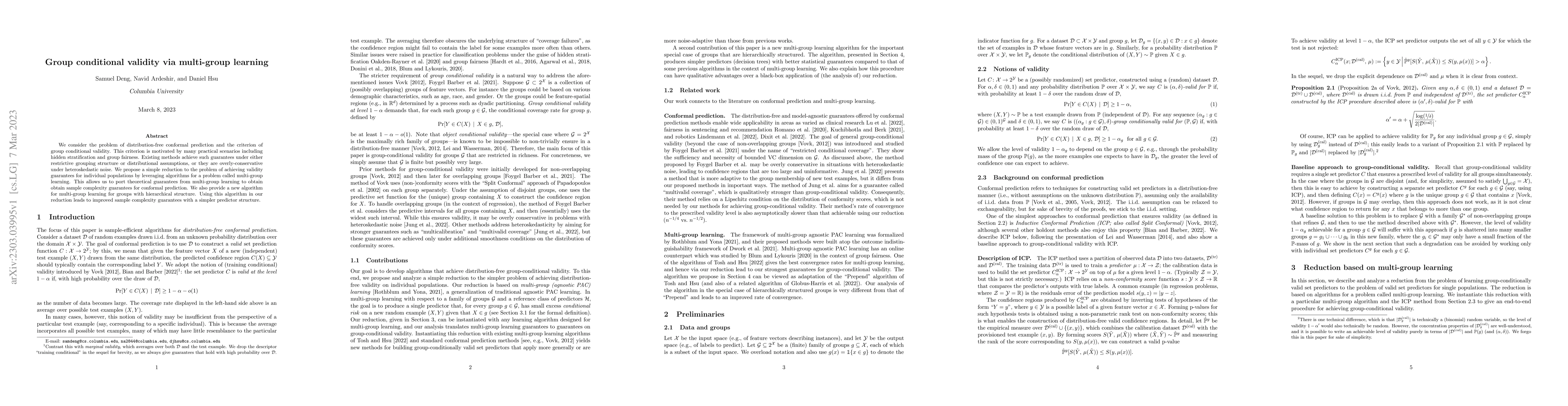 Thumbnail for Group conditional validity via multi-group learning