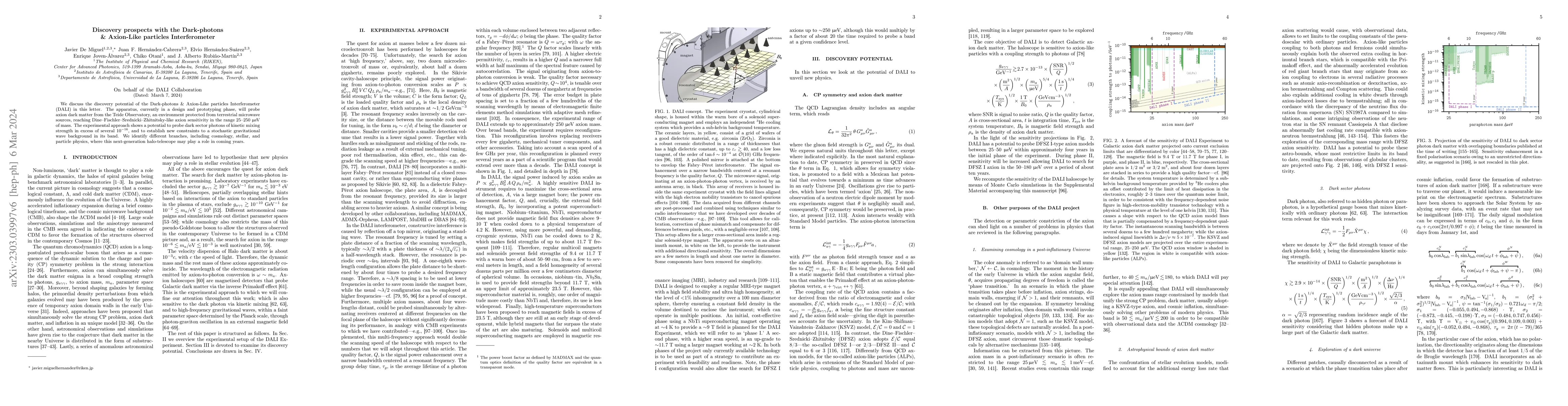 Thumbnail for Discovery prospects with the Dark-photons & Axion-Like particles
  Interferometer