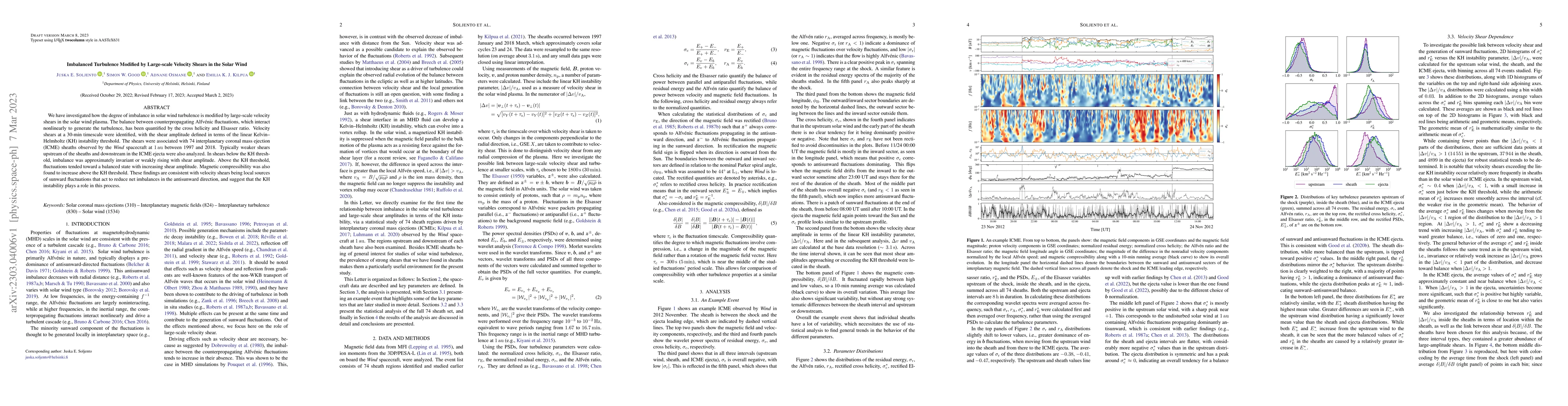 Thumbnail for Imbalanced Turbulence Modified by Large-scale Velocity Shears in the
  Solar Wind
