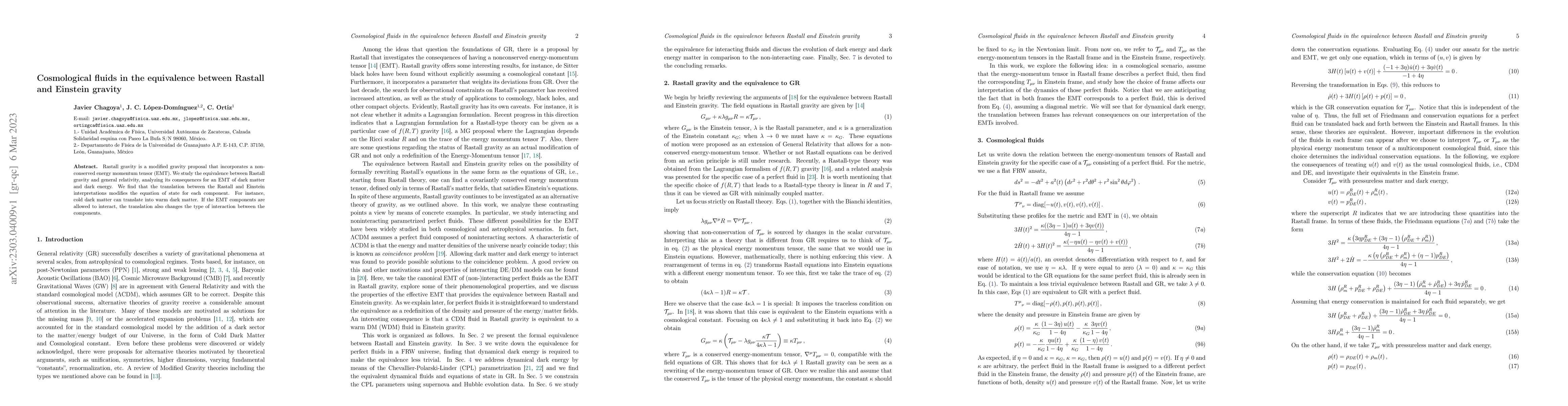 Thumbnail for Cosmological fluids in the equivalence between Rastall and Einstein
  gravity
