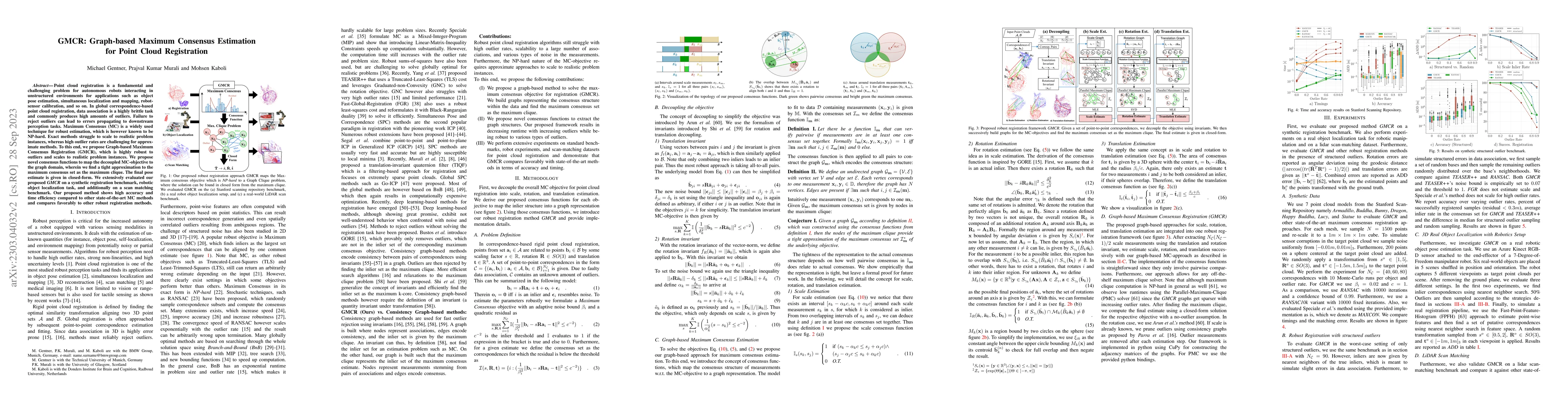 Thumbnail for GMCR: Graph-based Maximum Consensus Estimation for Point Cloud
  Registration