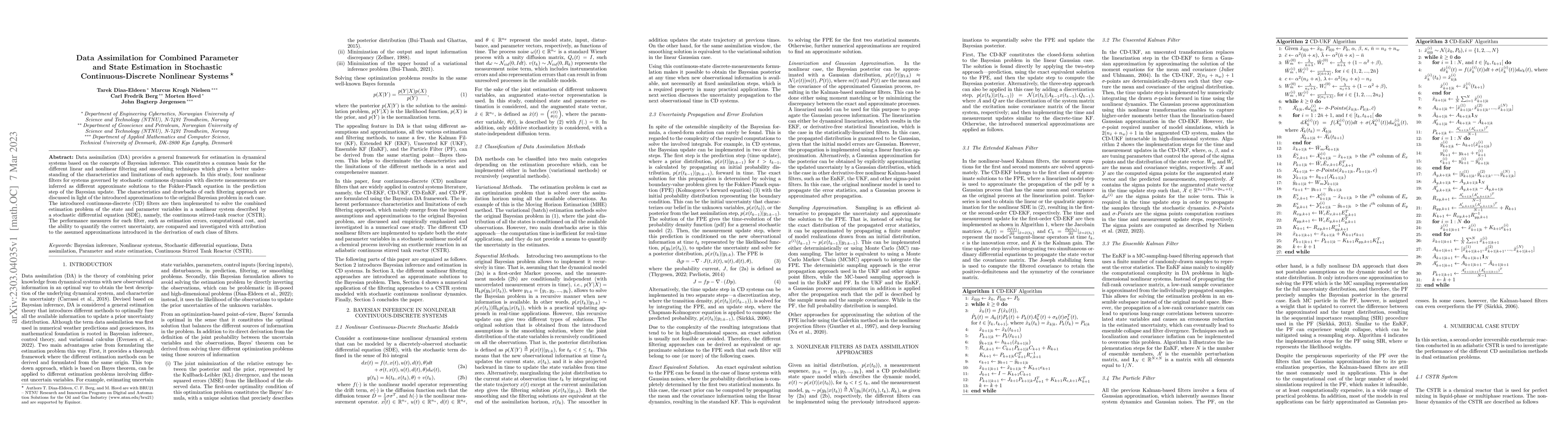 Thumbnail for Data Assimilation for Combined Parameter and State Estimation in
  Stochastic Continuous-Discrete Nonlinear Systems